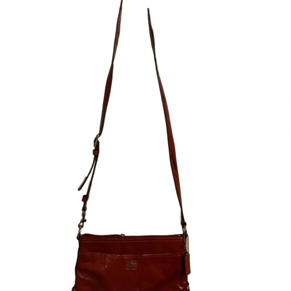 Coach , red patent shoulder bag.